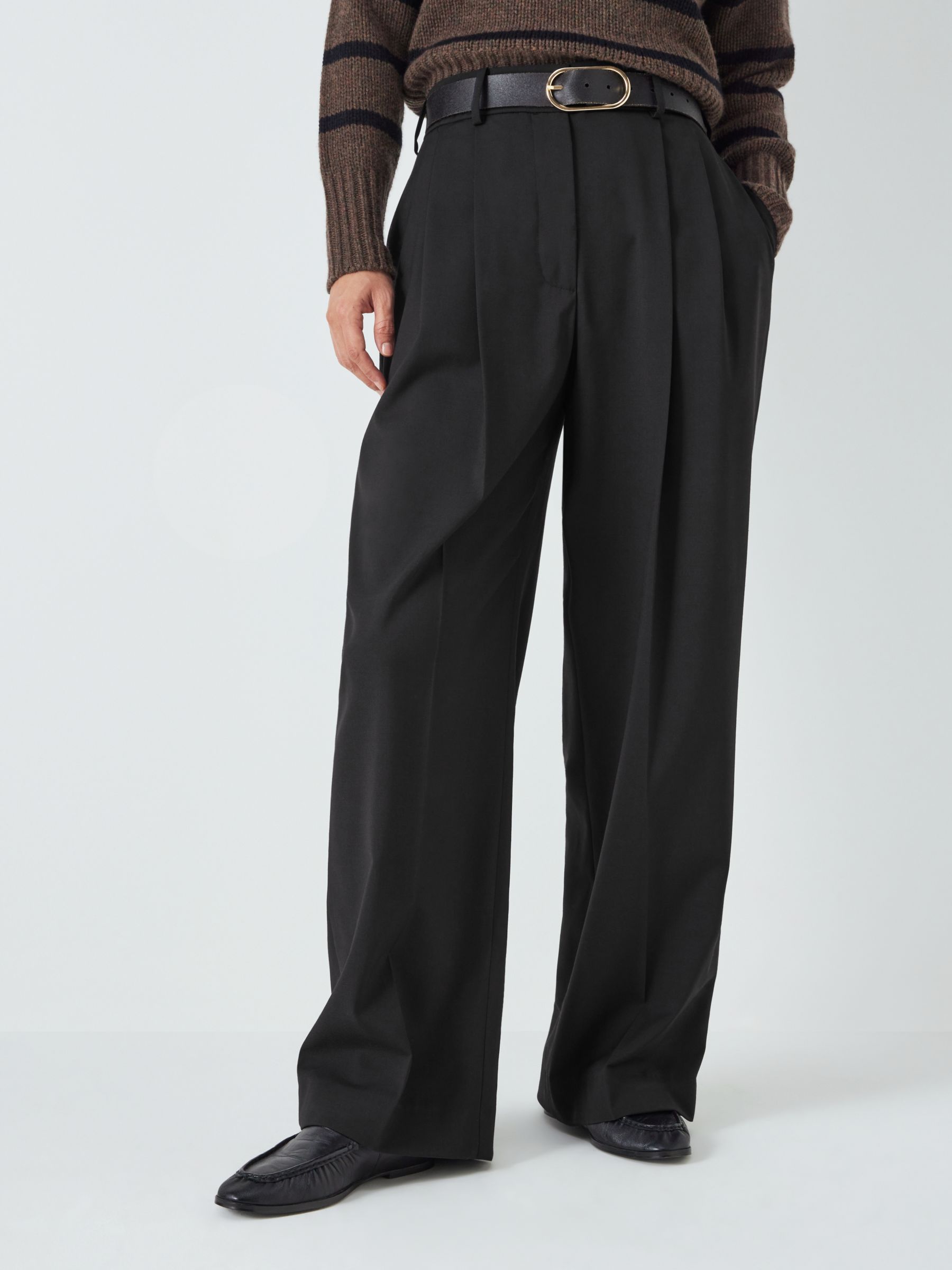 John Lewis однотонные широкие брюки из смесовой шерсти, черные