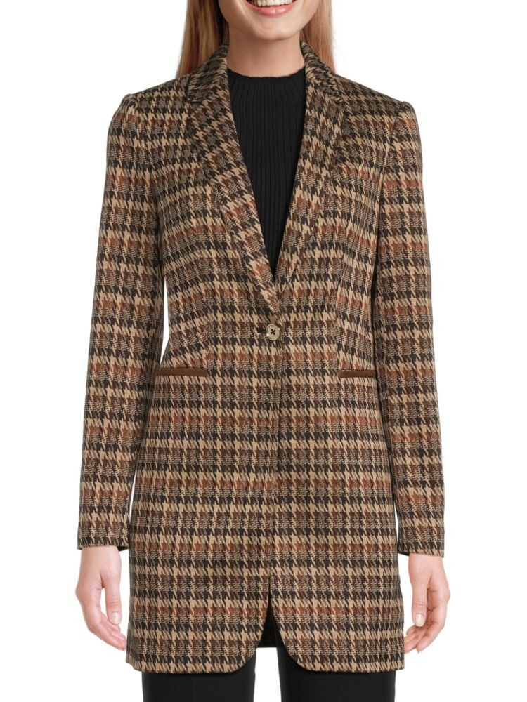 

Удлиненный блейзер с принтом «гусиные лапки» Tommy Hilfiger, цвет Beige Multi