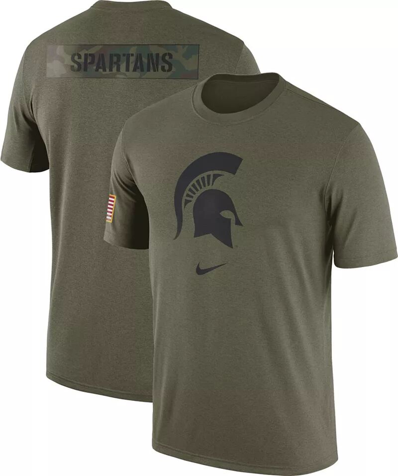 

Мужская футболка Nike Michigan State Spartans Olive с военной признательностью