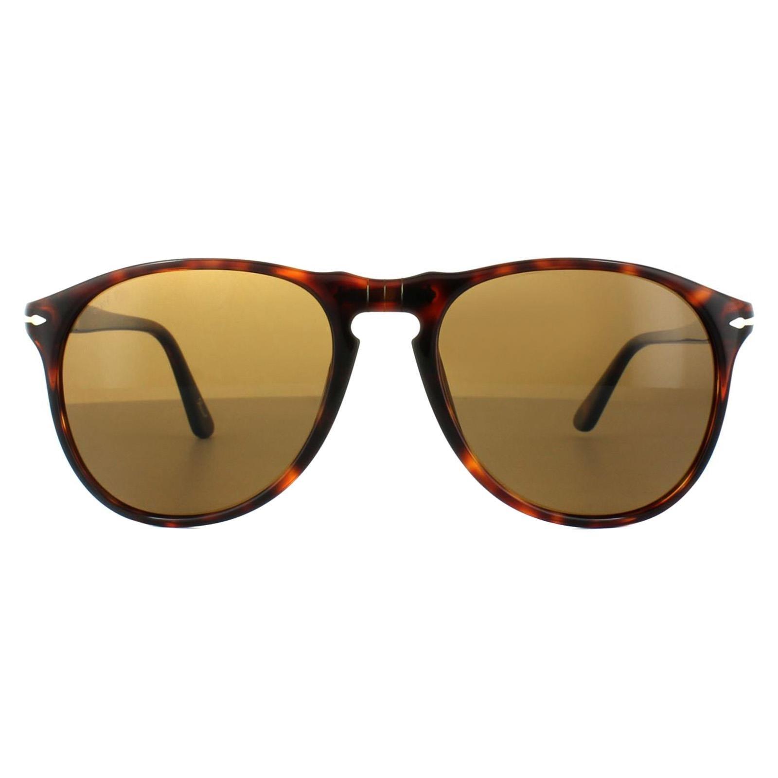 Круглые поляризованные солнцезащитные очки Havana Crystal Brown Persol, коричневый