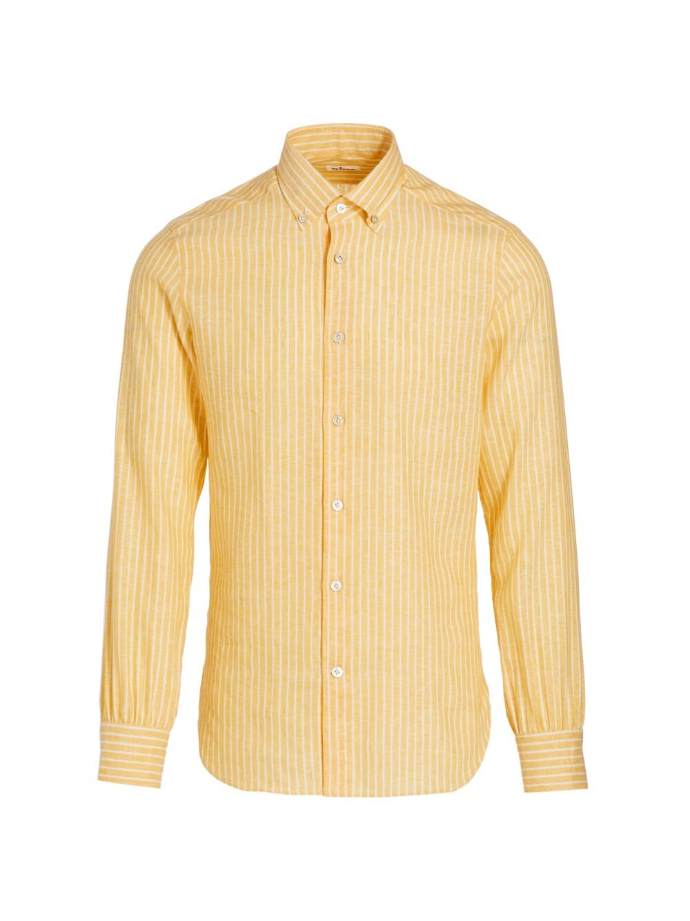 

Полосатая рубашка из смесовой льняной ткани Kiton, желтый