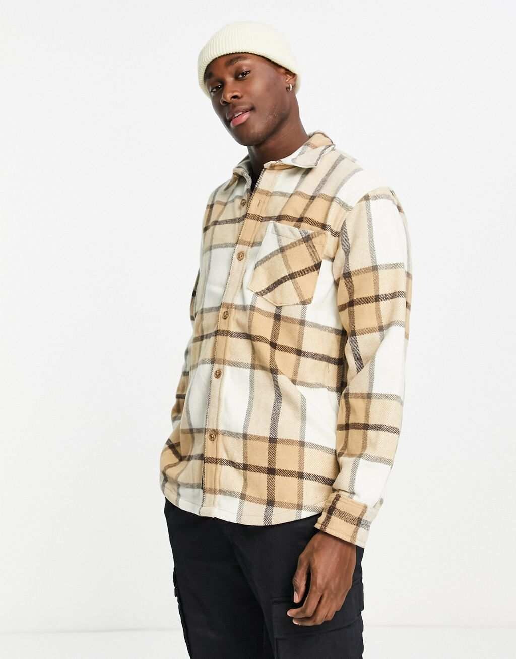 

Рубашка в клетку Pull&Bear цвета экрю