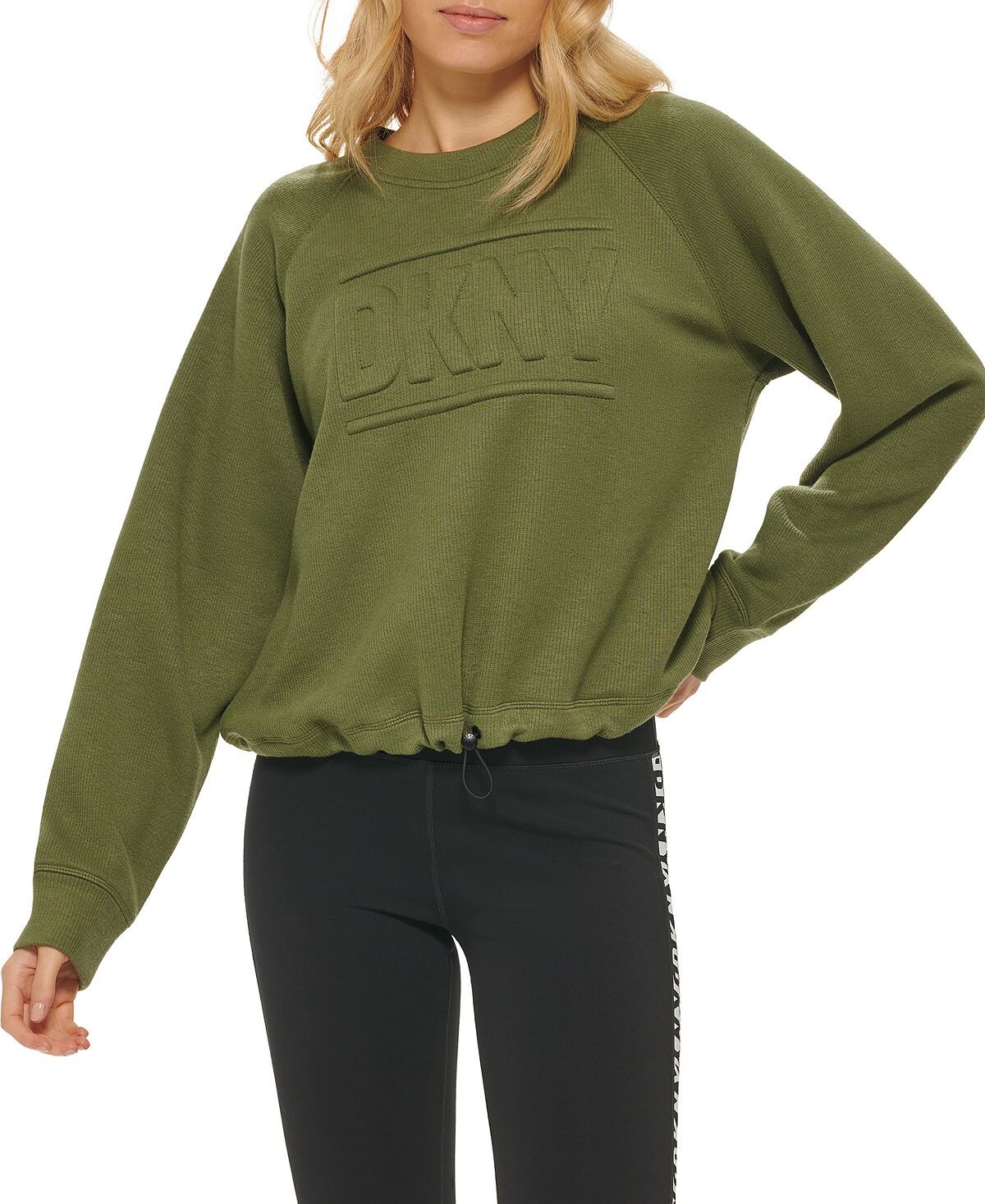 

Женский свитшот с логотипом на шнурке по краю DKNY