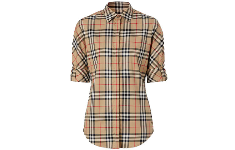 

Рубашка в клетку Burberry WMNS с длинным рукавом, кремовый