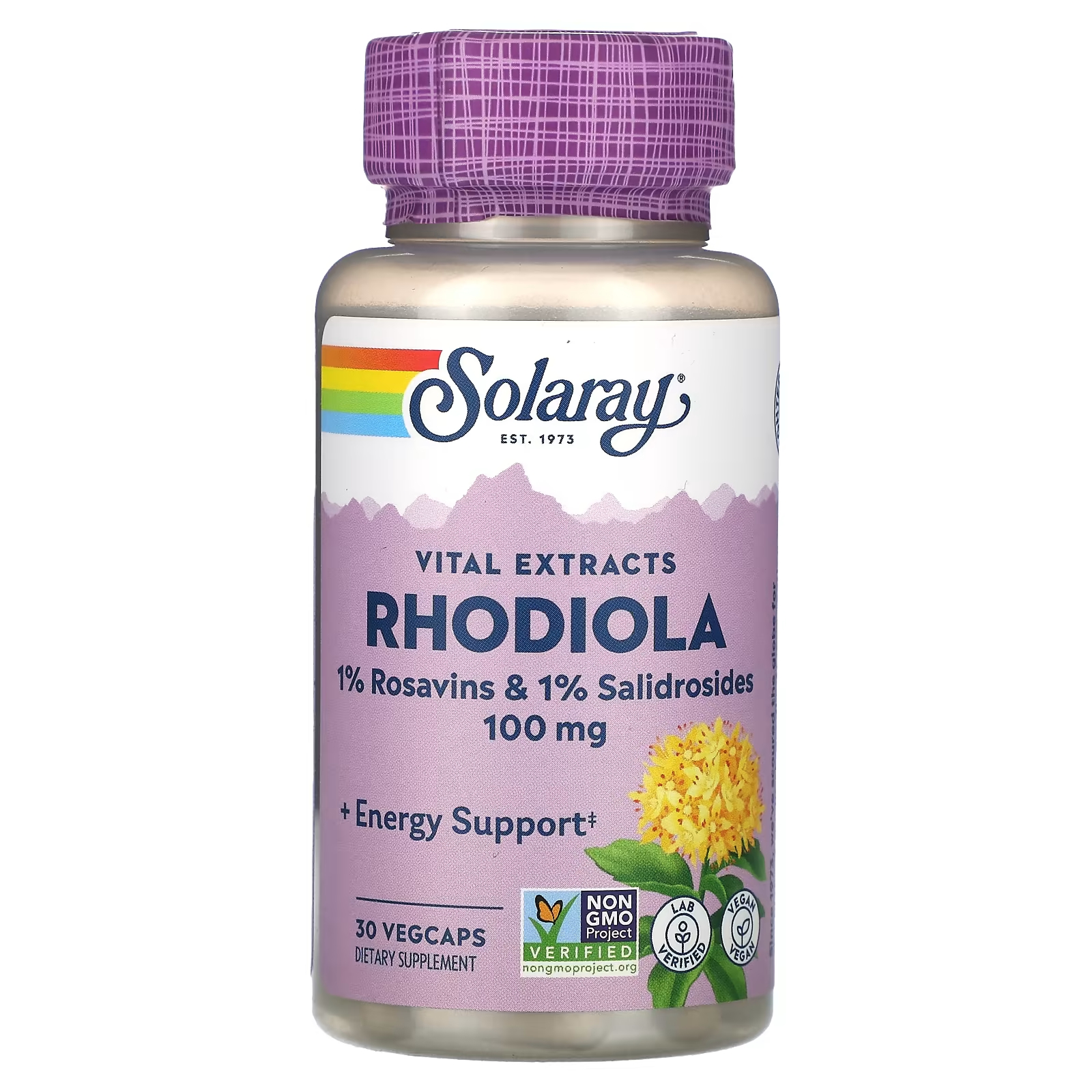 Solaray Vital Extracts Rhodiola 100 мг 30 растительных капсул solaray vital extracts черный кохош 80 мг 30 растительных капсул