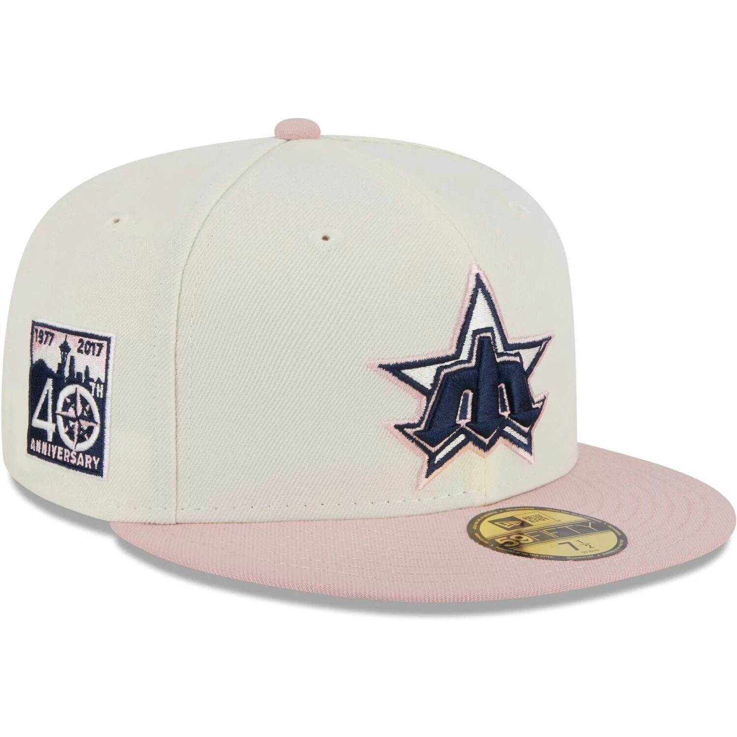 

Мужская облегающая шляпа New Era белого/розового цвета Seattle Mariners Chrome Rogue 59FIFTY