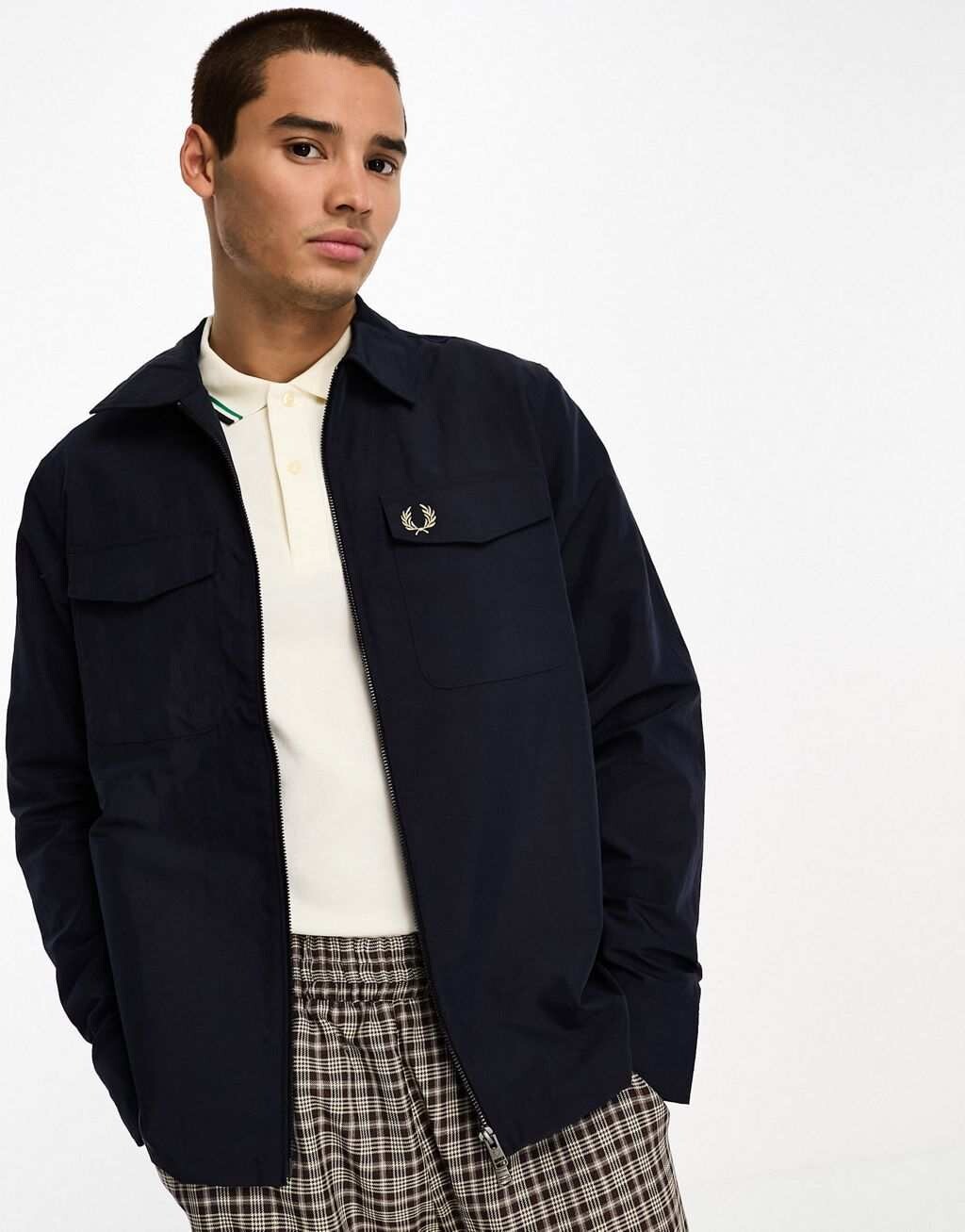 

Темно-синяя рубашка на молнии Fred Perry