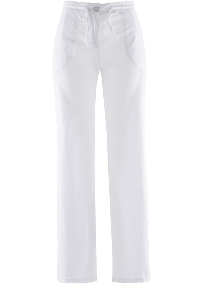 Широкие льняные брюки Bpc Bonprix Collection, белый