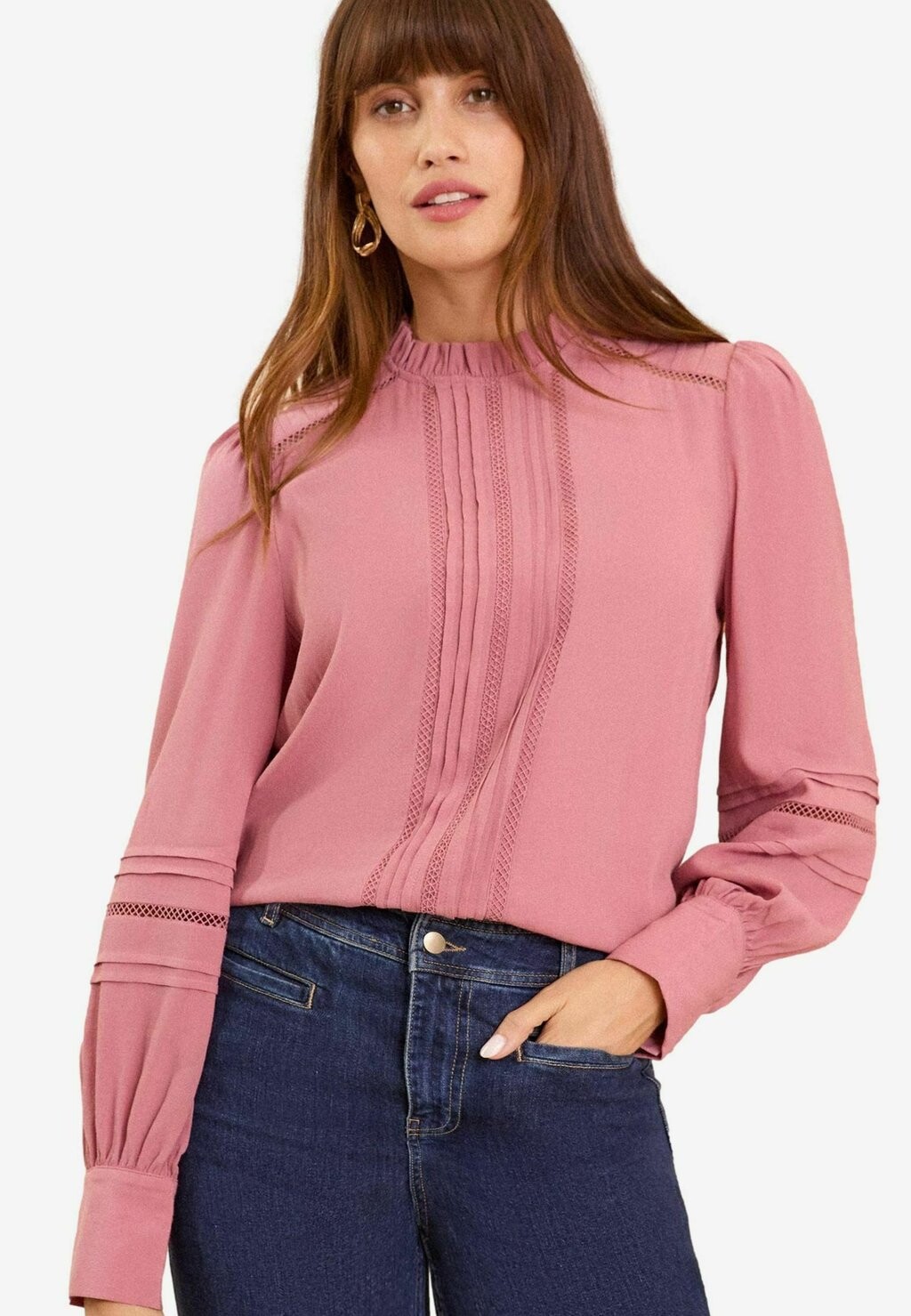 

Блуза RUFFLE NECK PINTUCK DETAIL PETITE Love & Roses, розовый