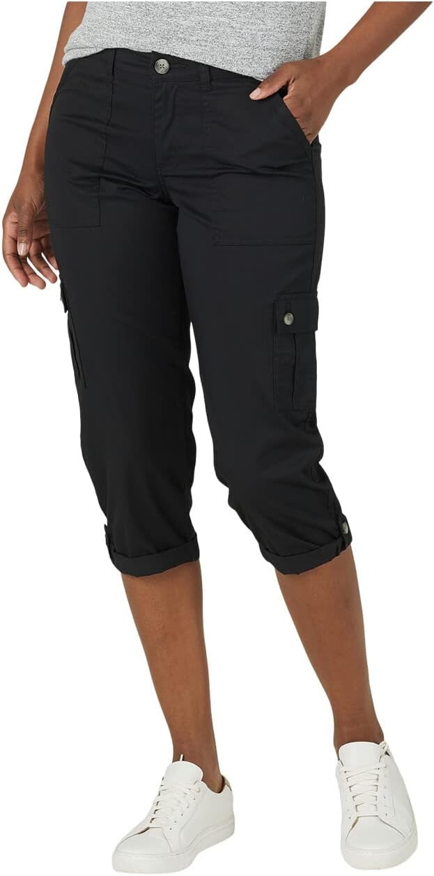 цена Брюки Flex-To-Go Cargo Capris Relaxed Fit Mid-Rise Lee, черный