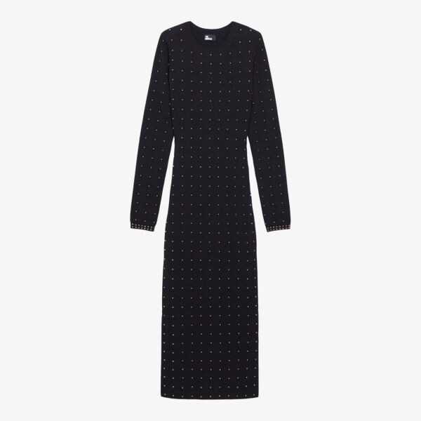 

Платье миди из эластичной ткани с шипами The Kooples, черный
