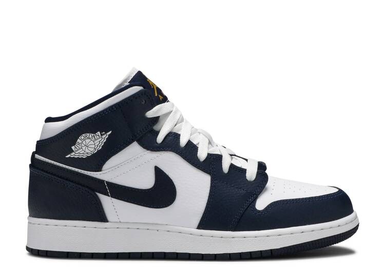 

Кроссовки AIR JORDAN 1 MID GS 'OBSIDIAN', белый