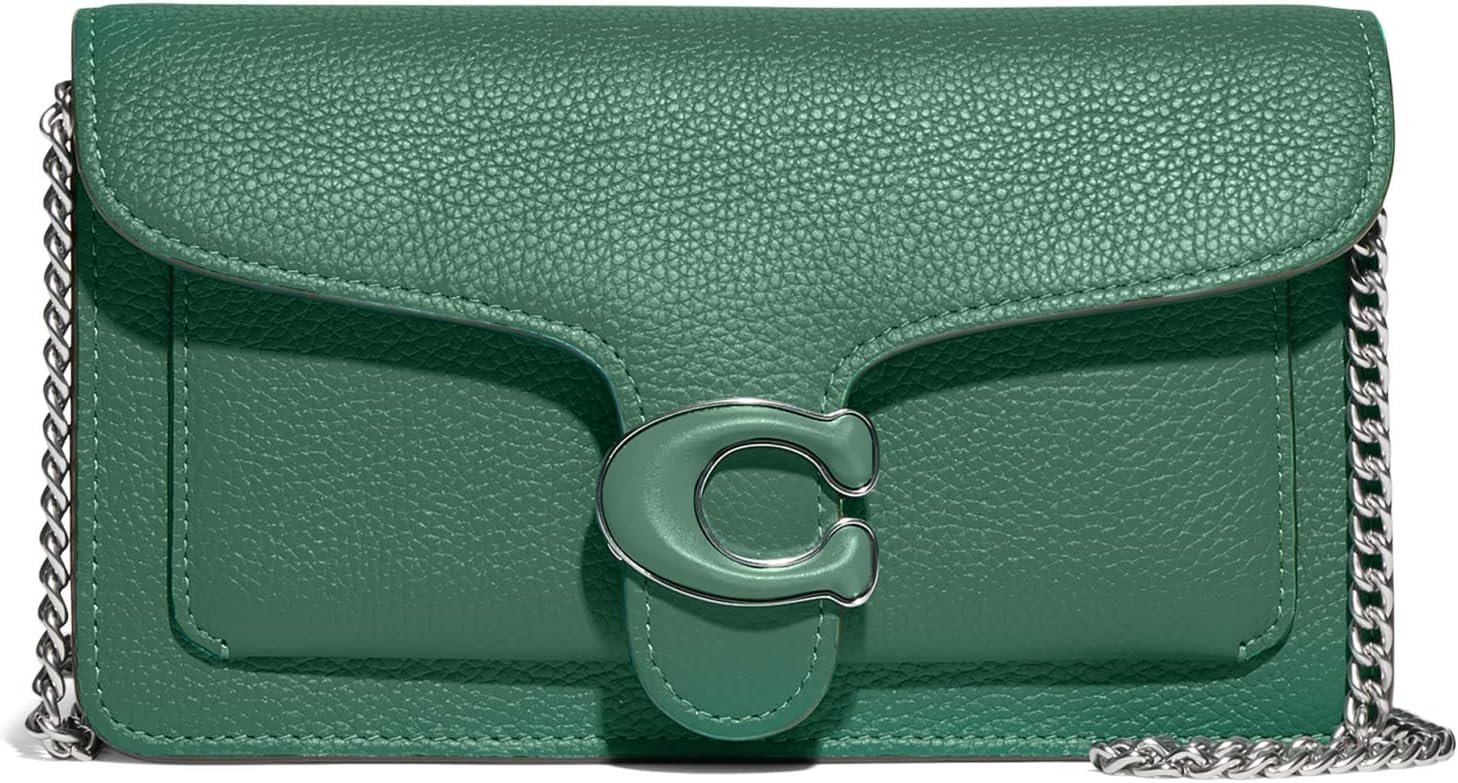 

Сумка Polished Pebble Tabby Chain Clutch COACH, цвет Bright Green