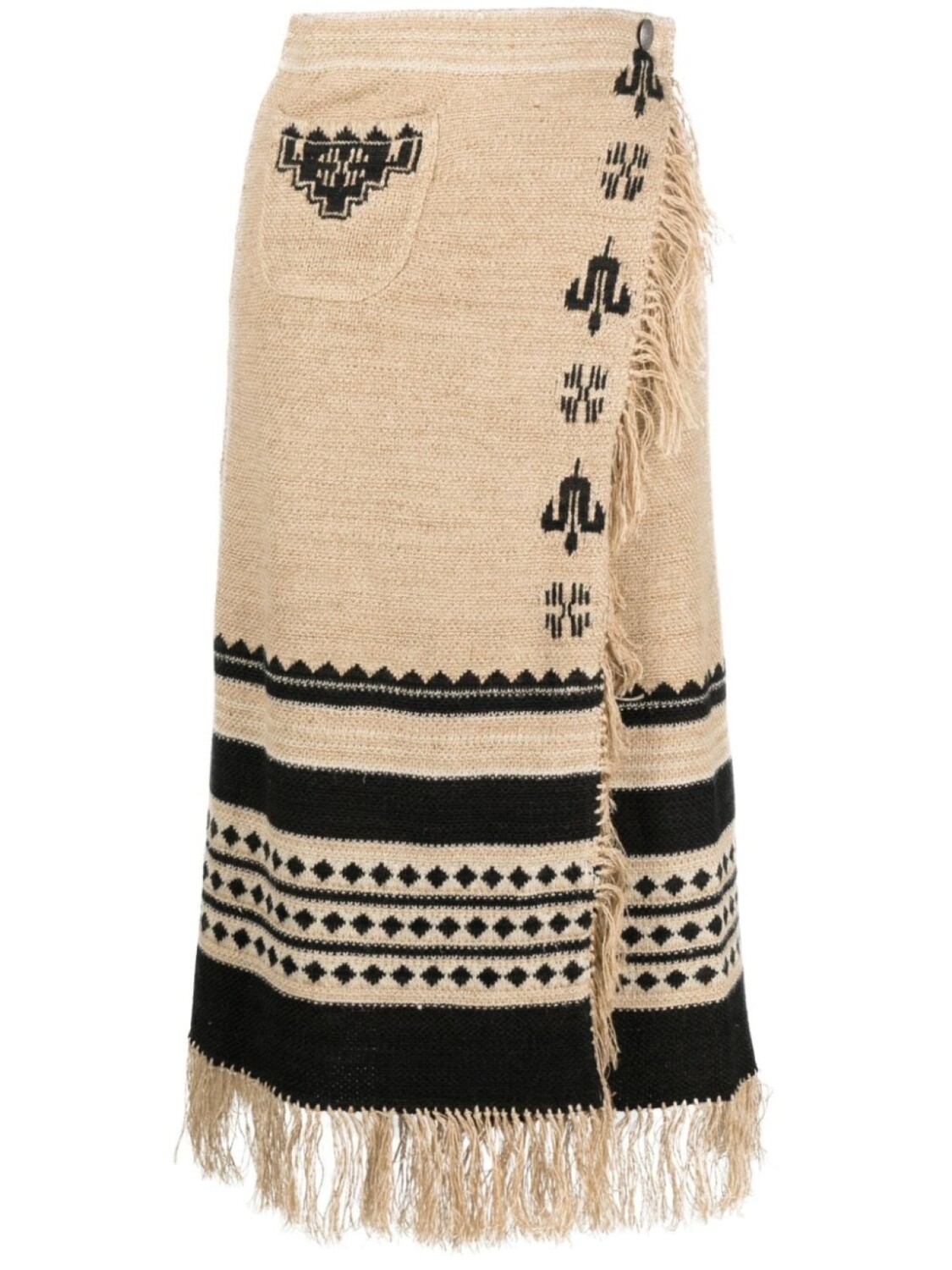 

Ralph Lauren fringe-detailing linen-blend skirt, нейтральный цвет