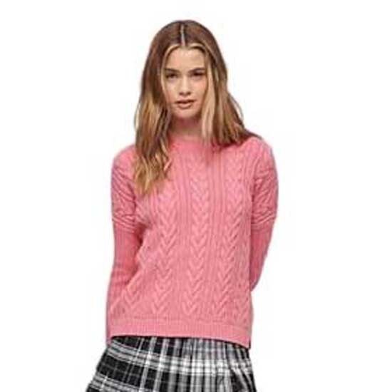 

Свитер Superdry Dropped Shoulder Cable Crew Neck, розовый