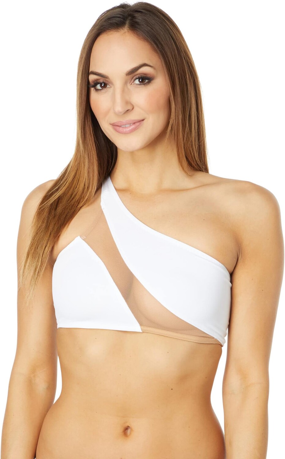 

Купальник Norma Kamali Snake Mesh Bra, цвет White/Nude Mesh