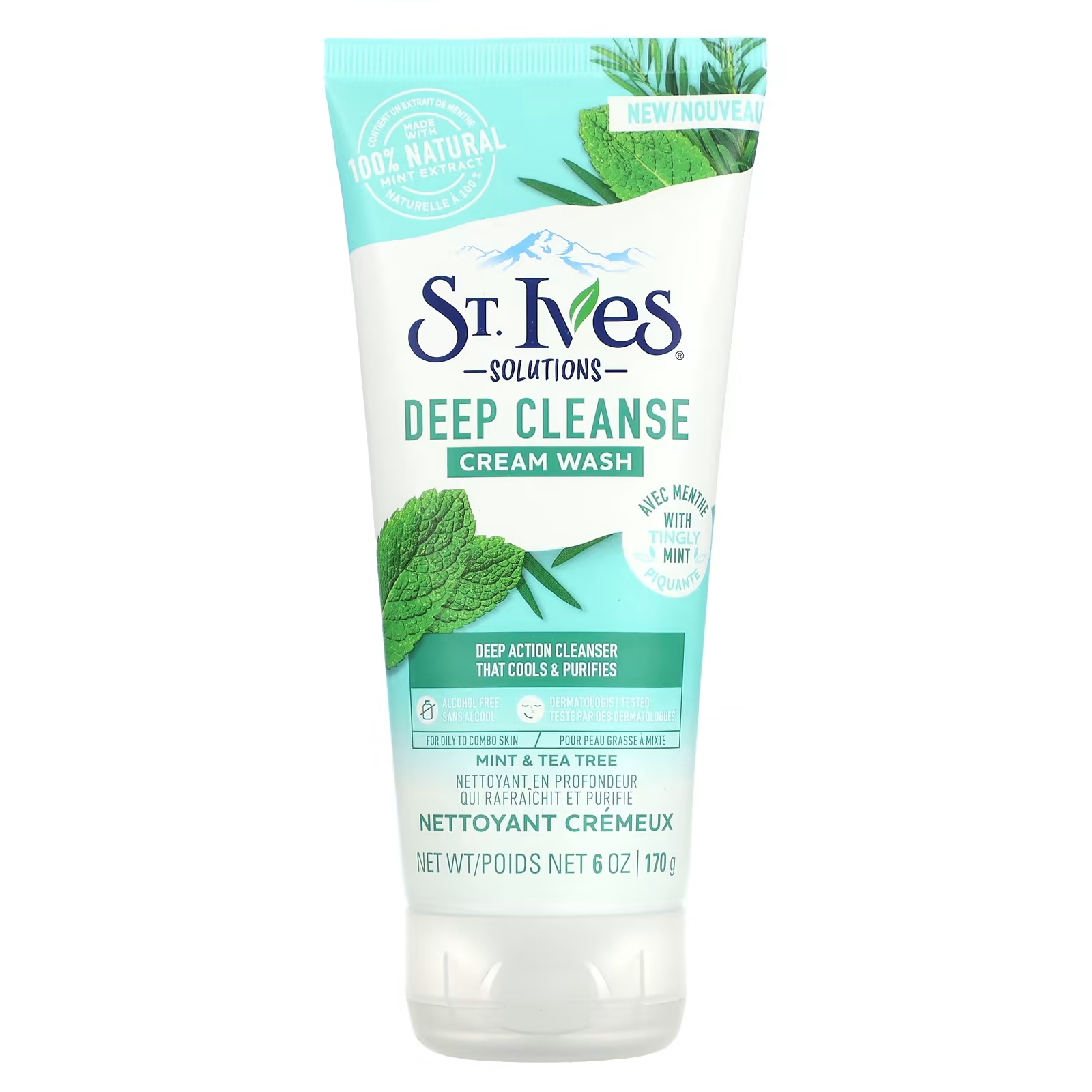 St. Ives Solutions Deep Cleanse Cream для умывания с мятой и чайным деревом, 6 унций (170 г)