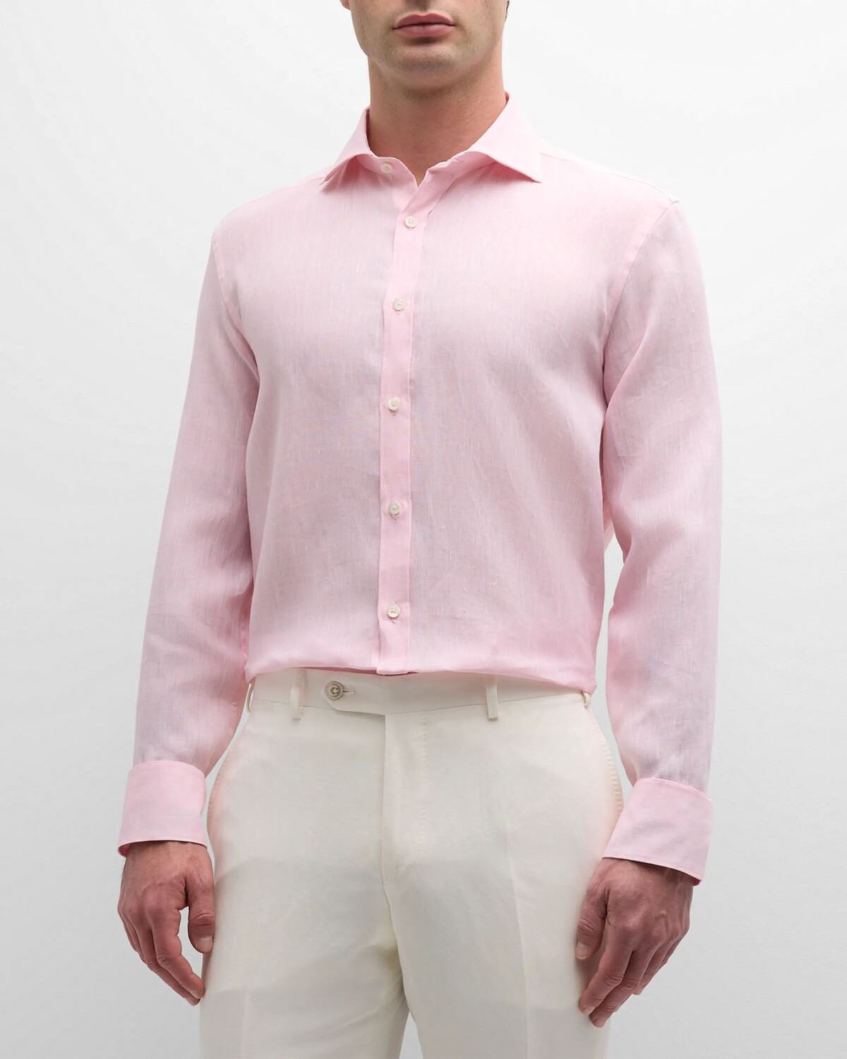 

Мужская льняная спортивная рубашка классического кроя Canali, цвет Pink