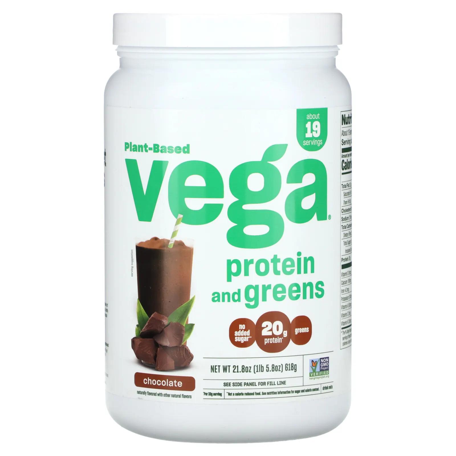 Vega Protein & Greens Шоколад 21,8 унции greens first greens first оригинальный продукт 282 г 9 95 унции