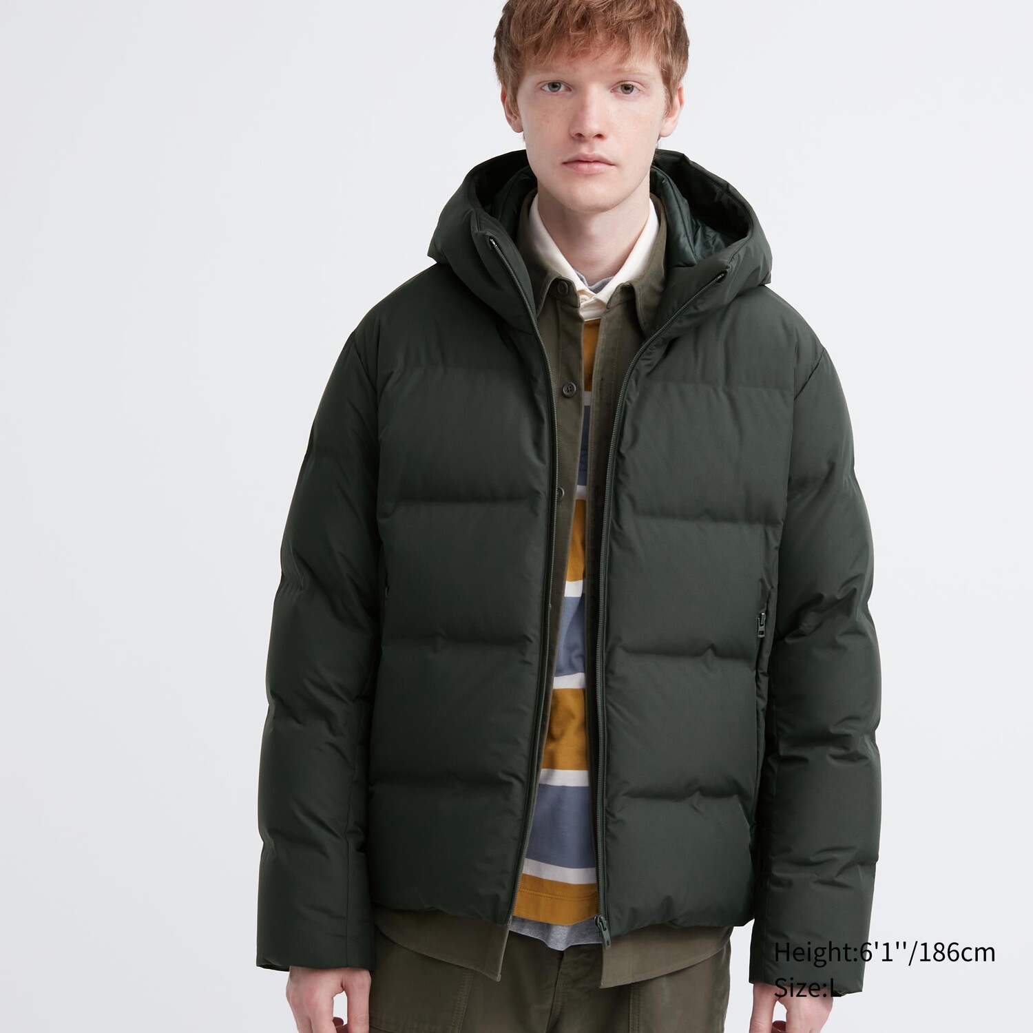 

Бесшовная парка на пухе с 3d вырезом UNIQLO, темно-зеленый