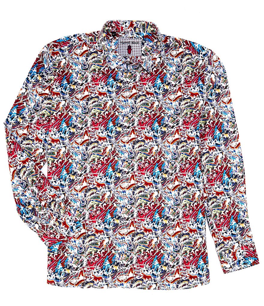 Рубашка из эластичной ткани с абстрактным принтом и длинными рукавами Visconti, мультиколор