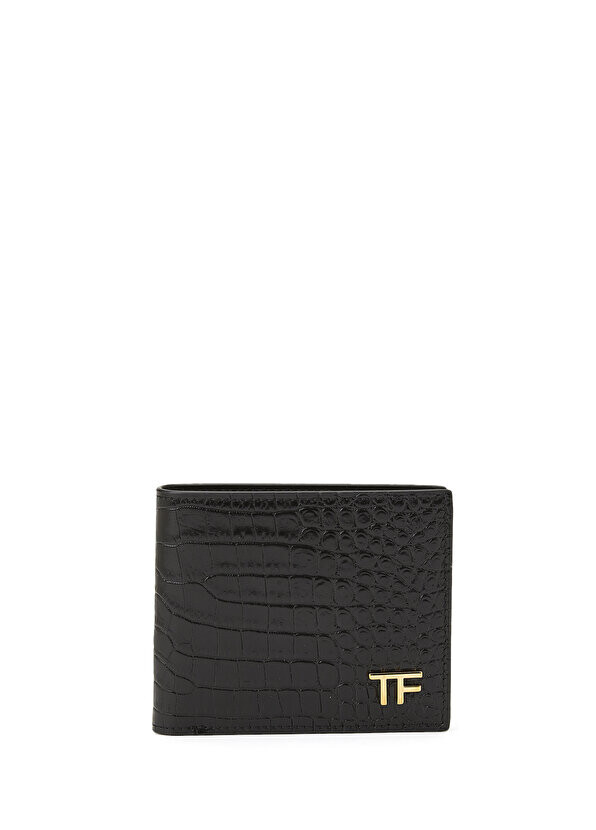

Черный мужской кожаный кошелек с текстурой крокодила Tom Ford