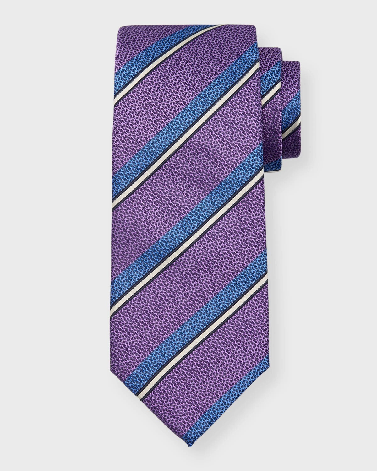 

Мужской шелковый галстук в несколько полосок Canali, цвет Light Purple