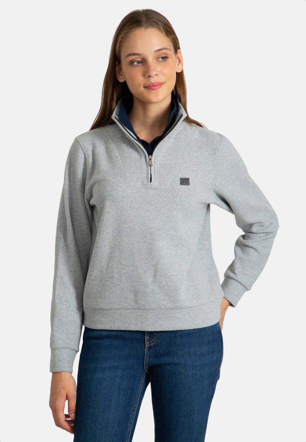 Свитер Double Neck Half Zip Sweatshirt Jacey Quinn, цвет grey