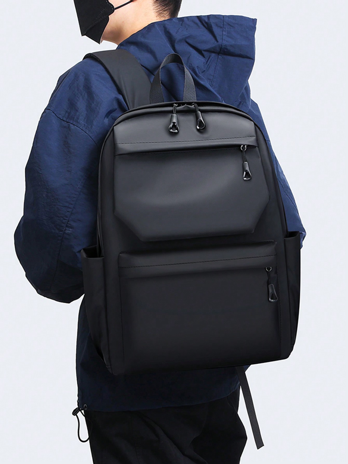 Модная простая водонепроницаемая сумка через плечо для делового офиса, черный водонепроницаемая модная черная прошитая сумка через плечо черный