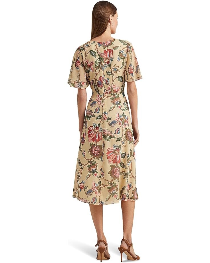 

Платье LAUREN Ralph Lauren Floral Belted Crinkle Georgette Dress, цвет Cream Multi