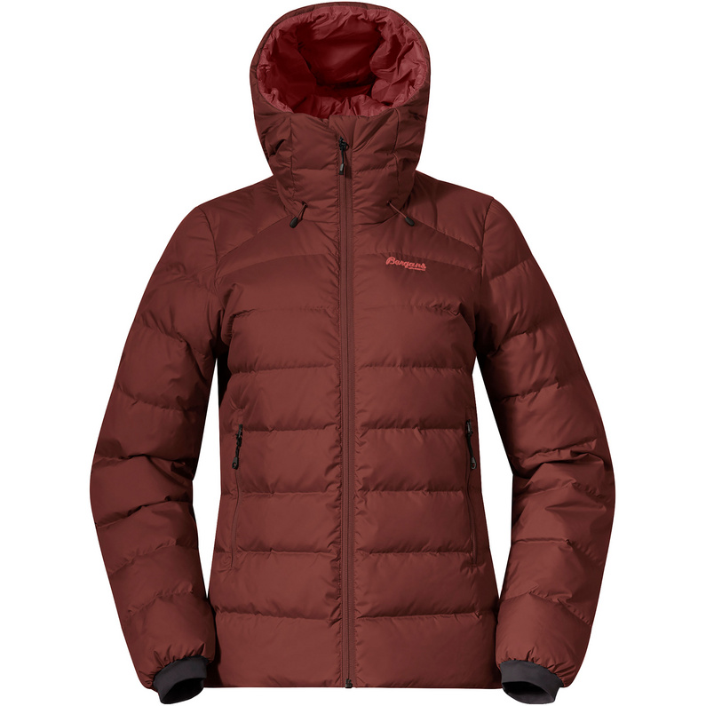 Женская куртка-пуховик Lava среднего размера с капюшоном Bergans, красный