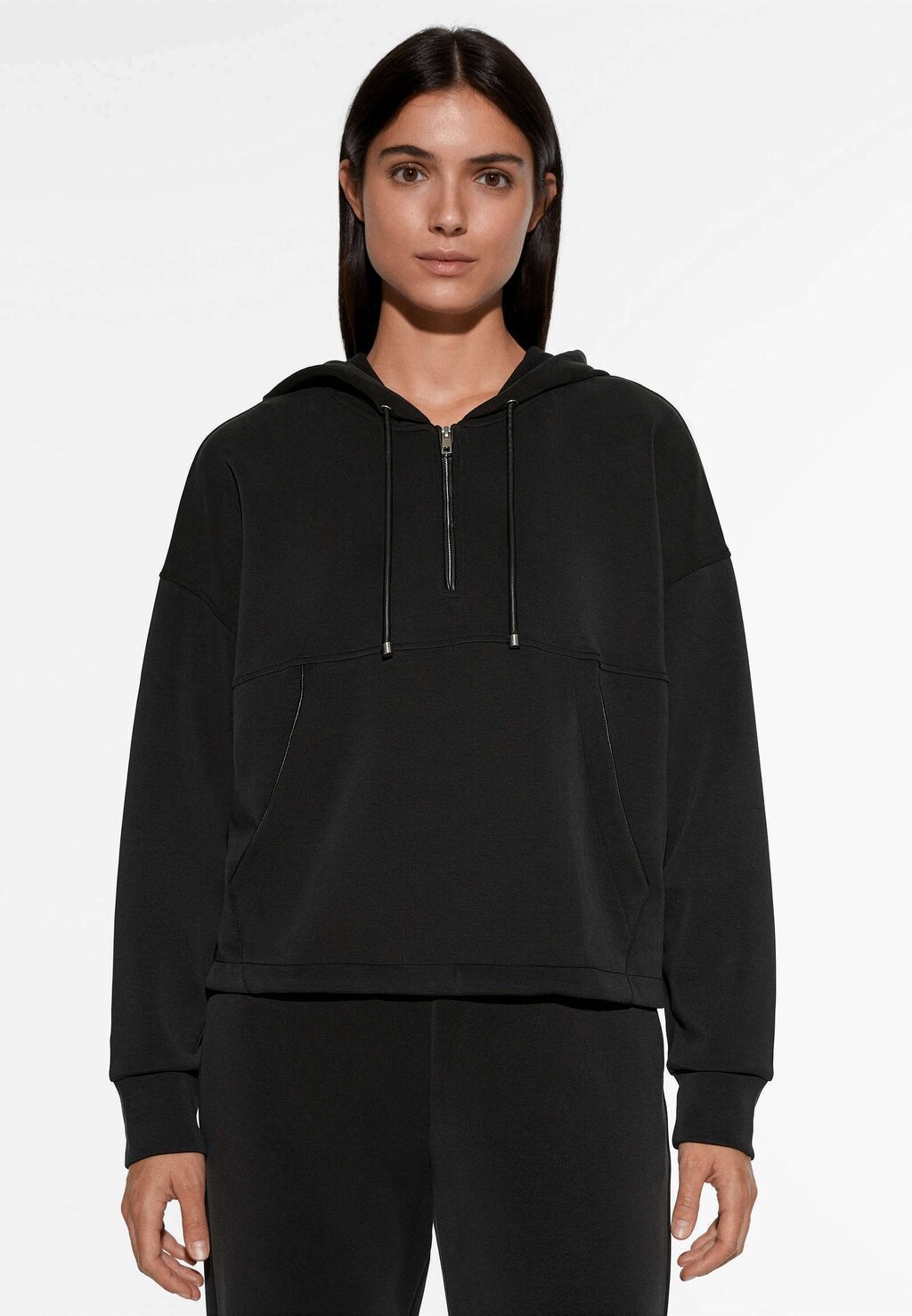 Толстовка с капюшоном MODAL HOODED With WARM-INTERIOR OYSHO, черный толстовка oysho warm interior crop logo светло серый