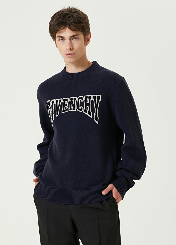 

Шерстяной свитшот темно-синего цвета с нашивкой-логотипом Givenchy, Синий