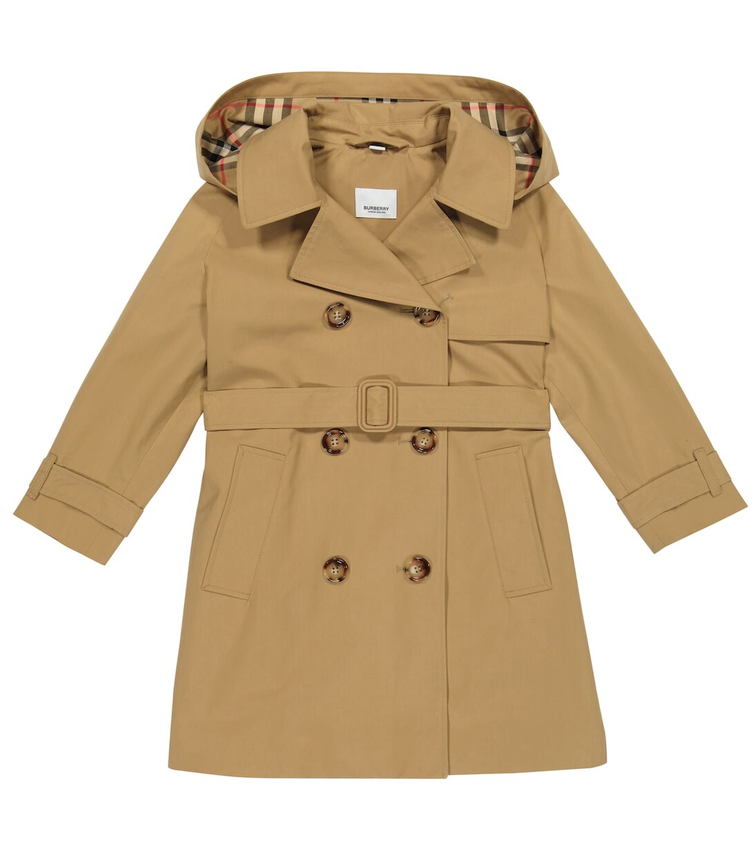 

Тренч из хлопка Burberry Kids, бежевый