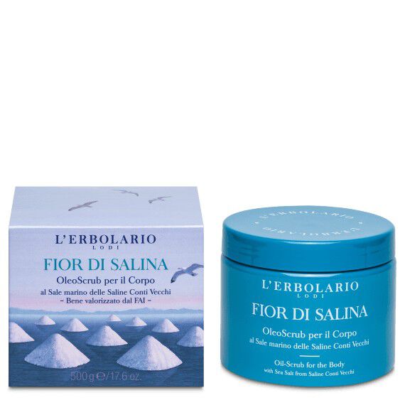 Крупнозернистый солевой скраб для тела L'Erbolario Fior Di Salina, 500 гр отшелушивающий насос для мытья тела молочный скраб для отшелушивания лица и тела нежный глубокий очищающий скраб для тела с молоком 250 мл