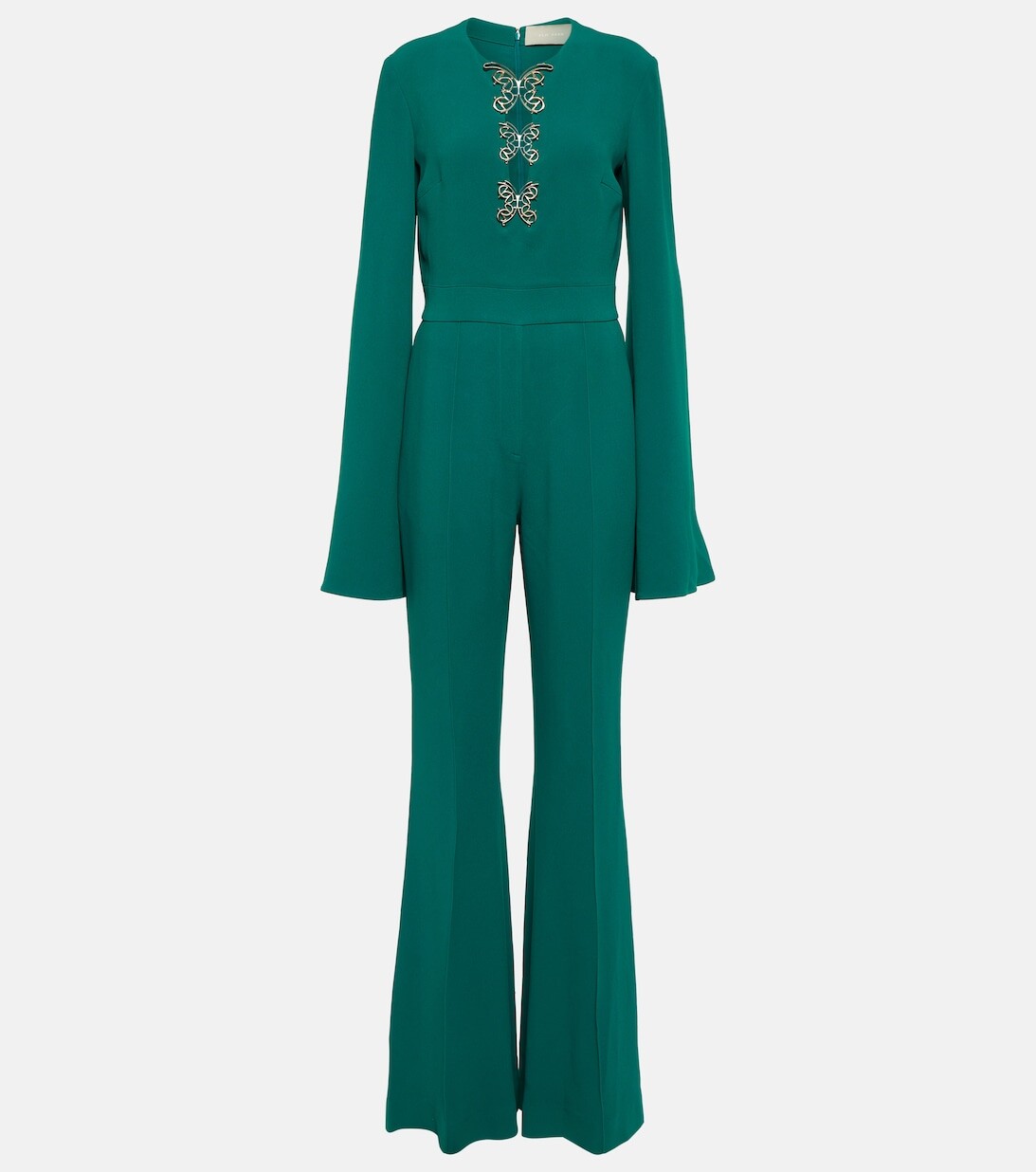 

Украшенный комбинезон из крепа ELIE SAAB, зеленый