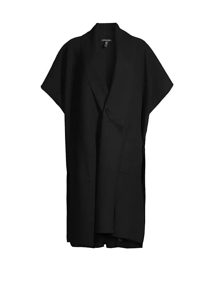 

Объемное шерстяное пончо Eileen Fisher, черный