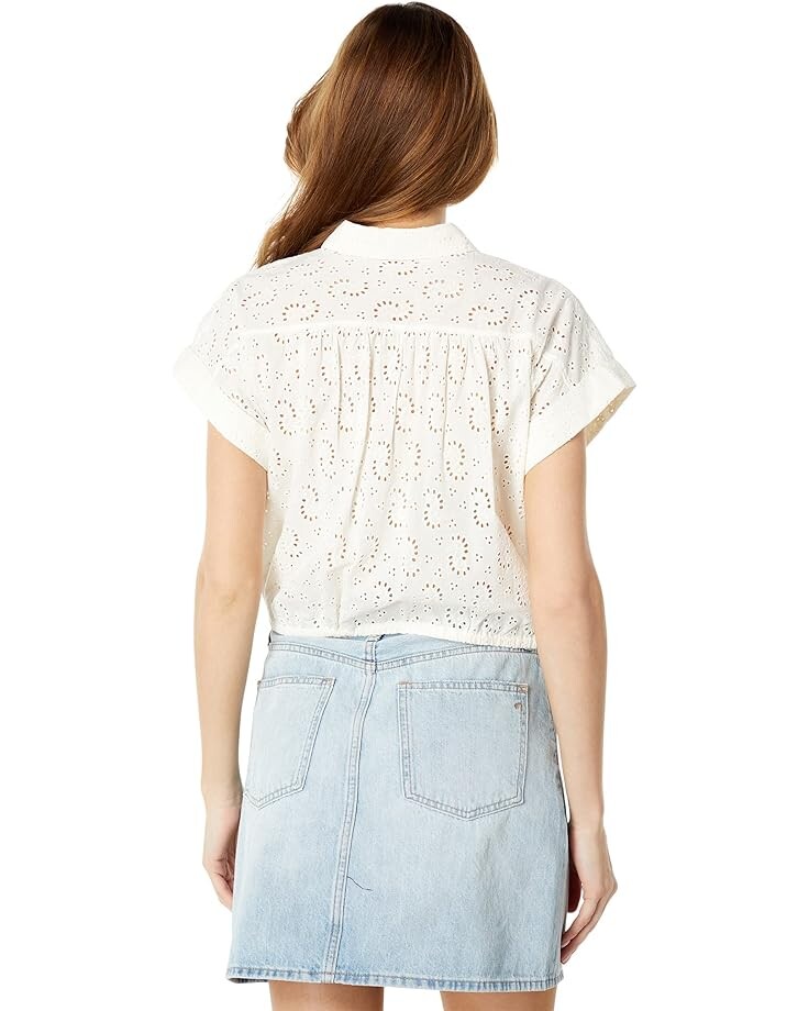 

Рубашка Madewell Eyelet Button-Up Drawstring Shirt, цвет Lighthouse