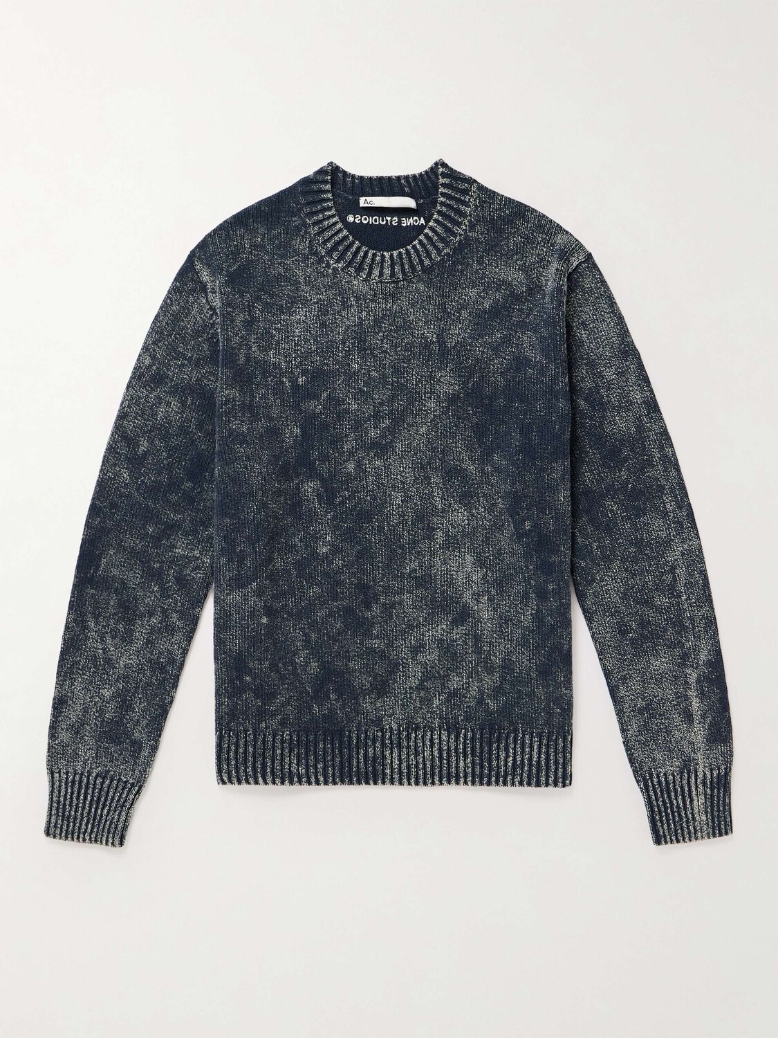 

Хлопковый свитер Kollock с кислотной стиркой ACNE STUDIOS, синий
