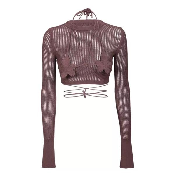

Футболка crop-top with cut-out details Andreadamo, коричневый