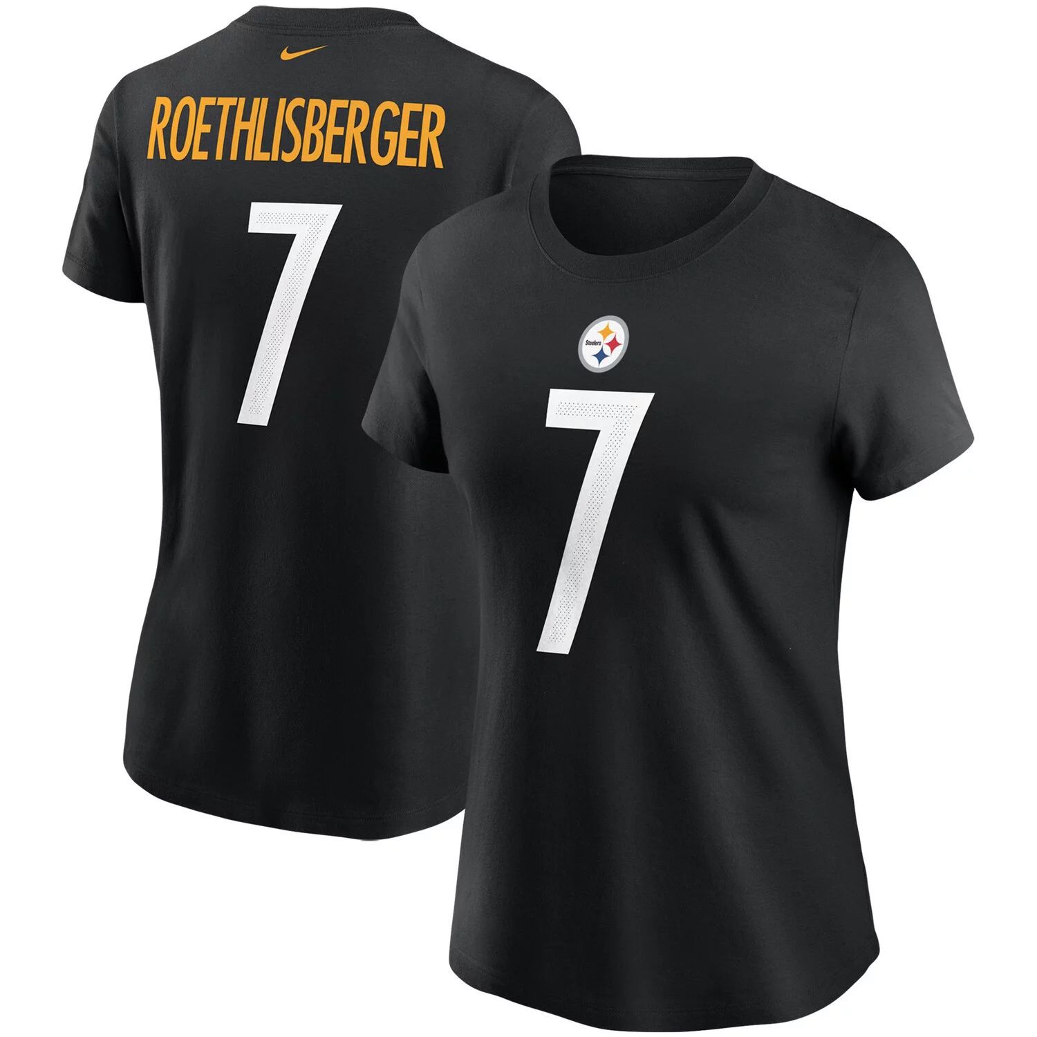 

Женская черная футболка с именем и номером Nike Ben Roethlisberger Pittsburgh Steelers Nike, Черный