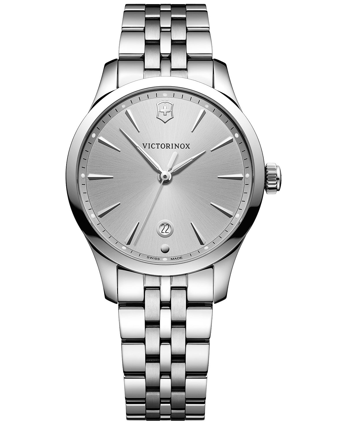 Женские маленькие часы Swiss Alliance с браслетом из нержавеющей стали, 35 мм Victorinox, серебро цена и фото