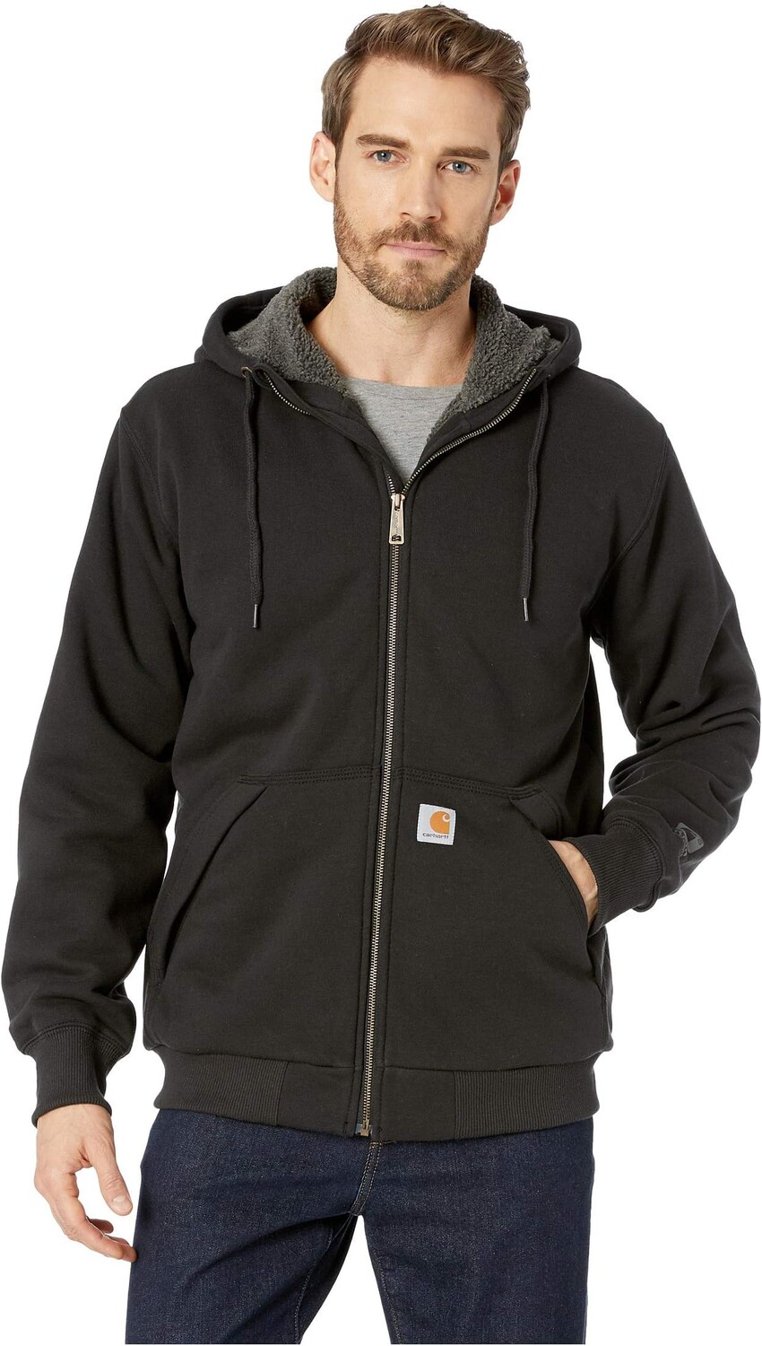 

Толстовка с капюшоном и молнией на подкладке из шерпы Rain Defender Rockland Carhartt, черный