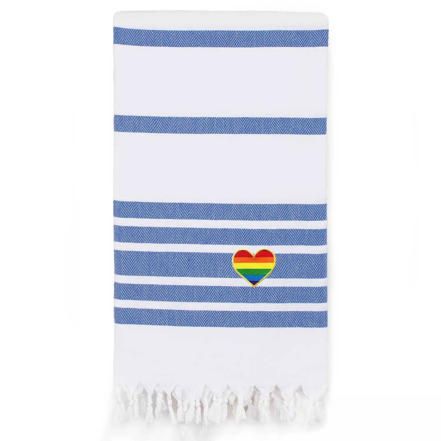 Linum Текстиль для дома, турецкое хлопковое пляжное полотенце с узором «елочка» и радужным сердцем