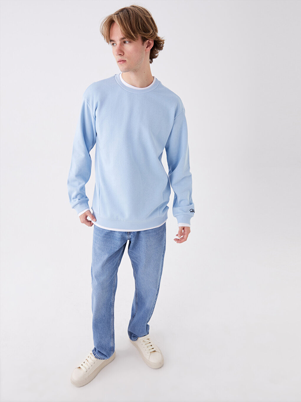 

Мужская толстовка с круглым вырезом и длинными рукавами LCW Casual, синий