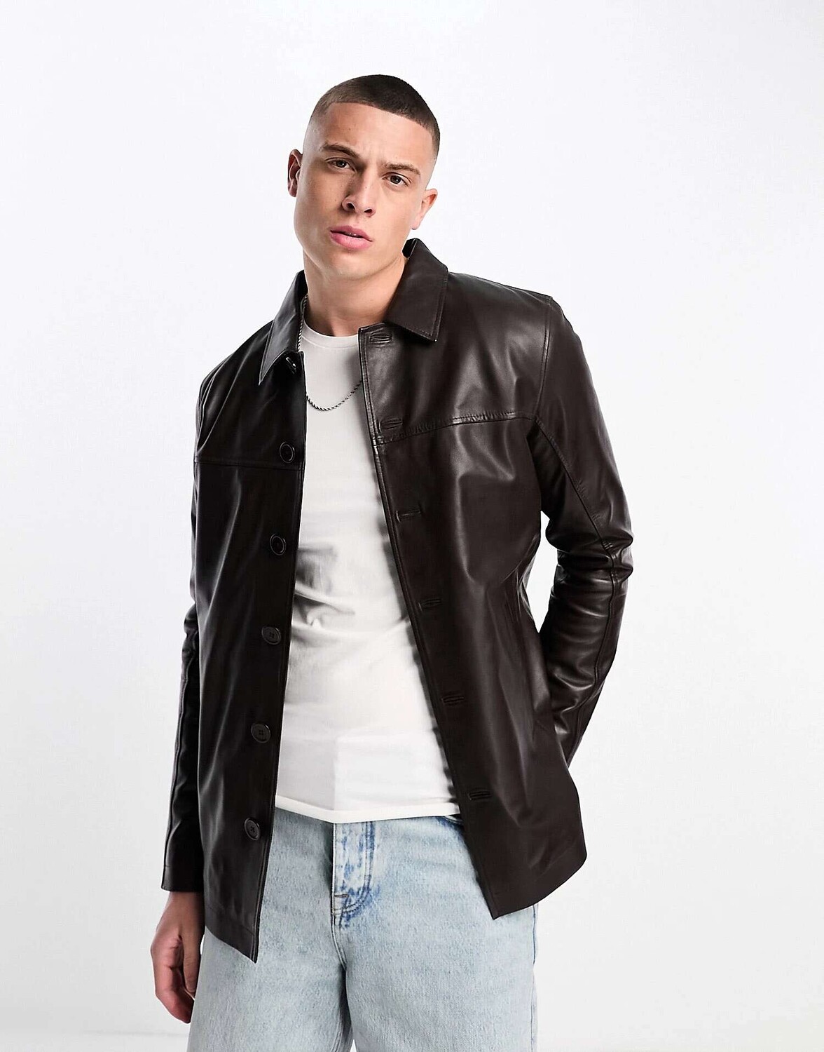 

Коричневая кожаная куртка из натуральной кожи Barneys Originals Ross, Коричневый