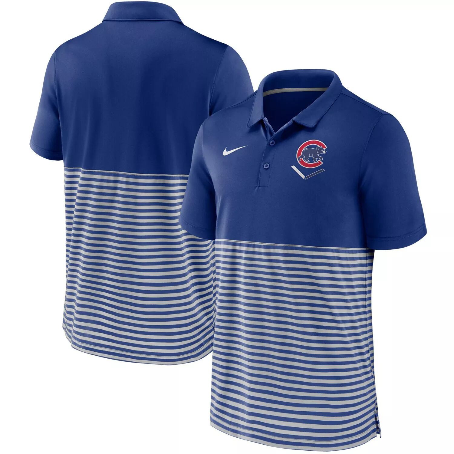 

Мужская рубашка-поло в полоску Nike Royal/серая Chicago Cubs Home Plate