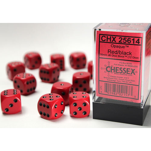 

Аксессуары Chessex Chessex 16mm d6 Set: Opaque - Red w/Black (12)