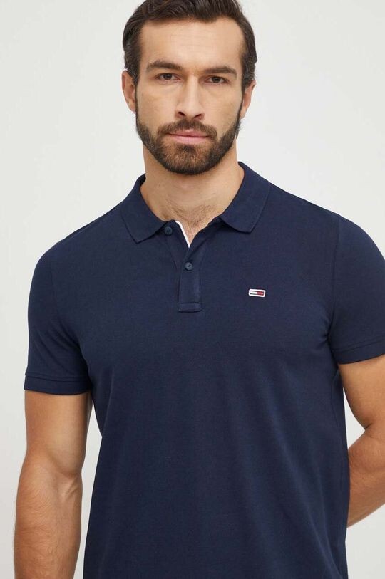 

Хлопковая рубашка-поло Tommy Jeans, темно-синий
