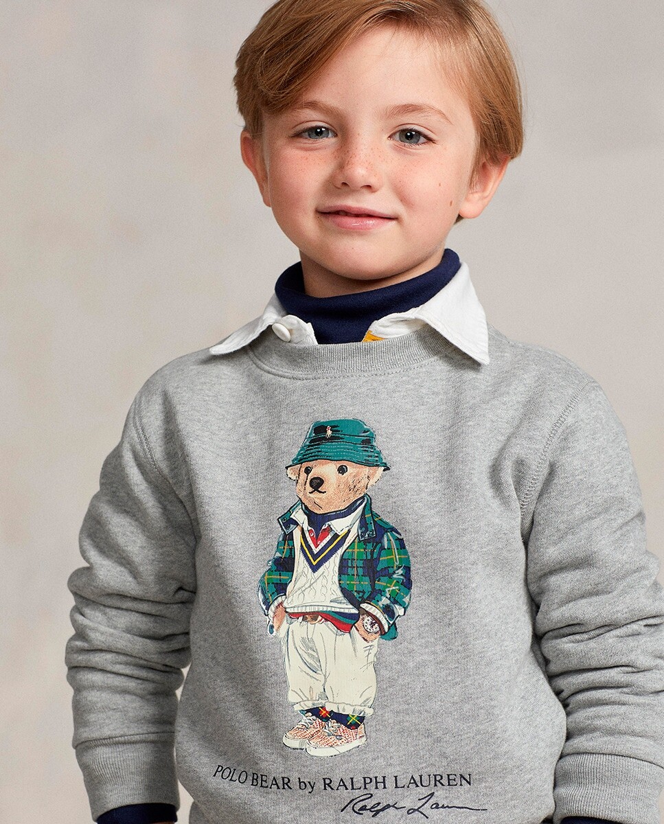 

Серая толстовка для мальчика с мишкой-поло Polo Ralph Lauren, серый